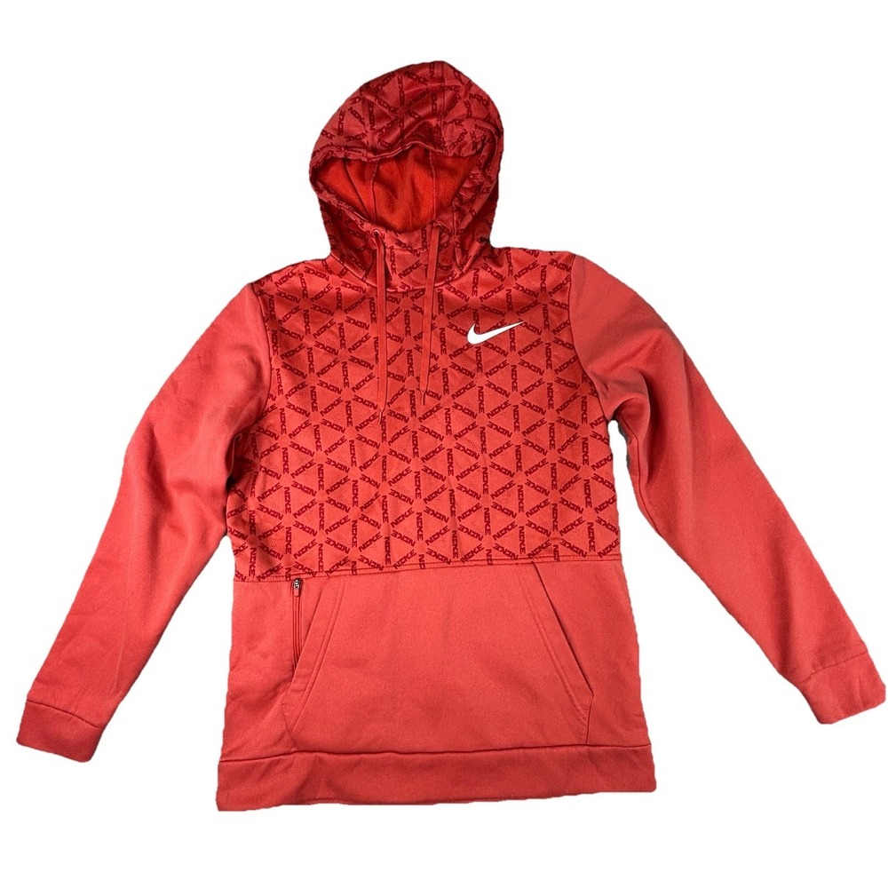 Nike Therma-Fit Hoodie Red Graphic AOP Pullover Men Medium DD1760-605 With Flaw